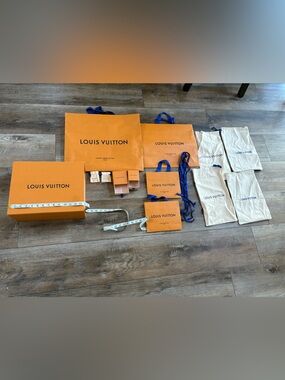 Louis Vuitton Orange Packaging Set box pouches shopping bags multi size